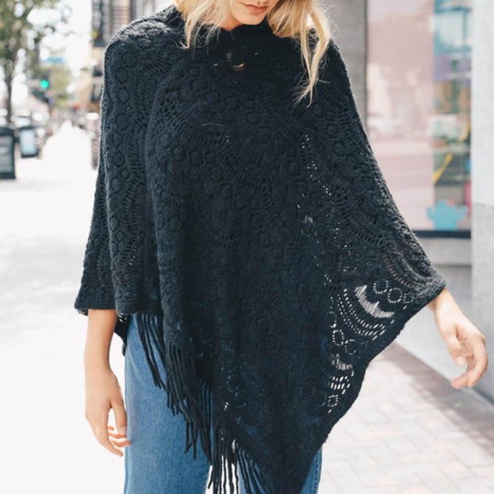 Knit Lace Sweater Poncho